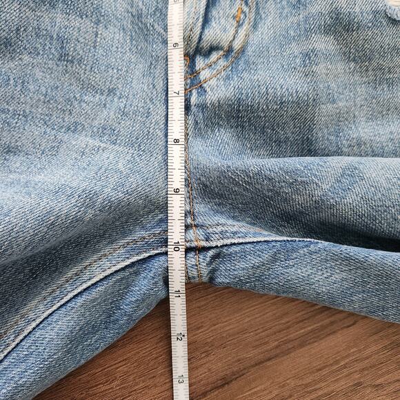 Free People We The Free Embroidered Distressed Jeans 26‎ Blue Straight Leg Retro - Picture 9 of 10